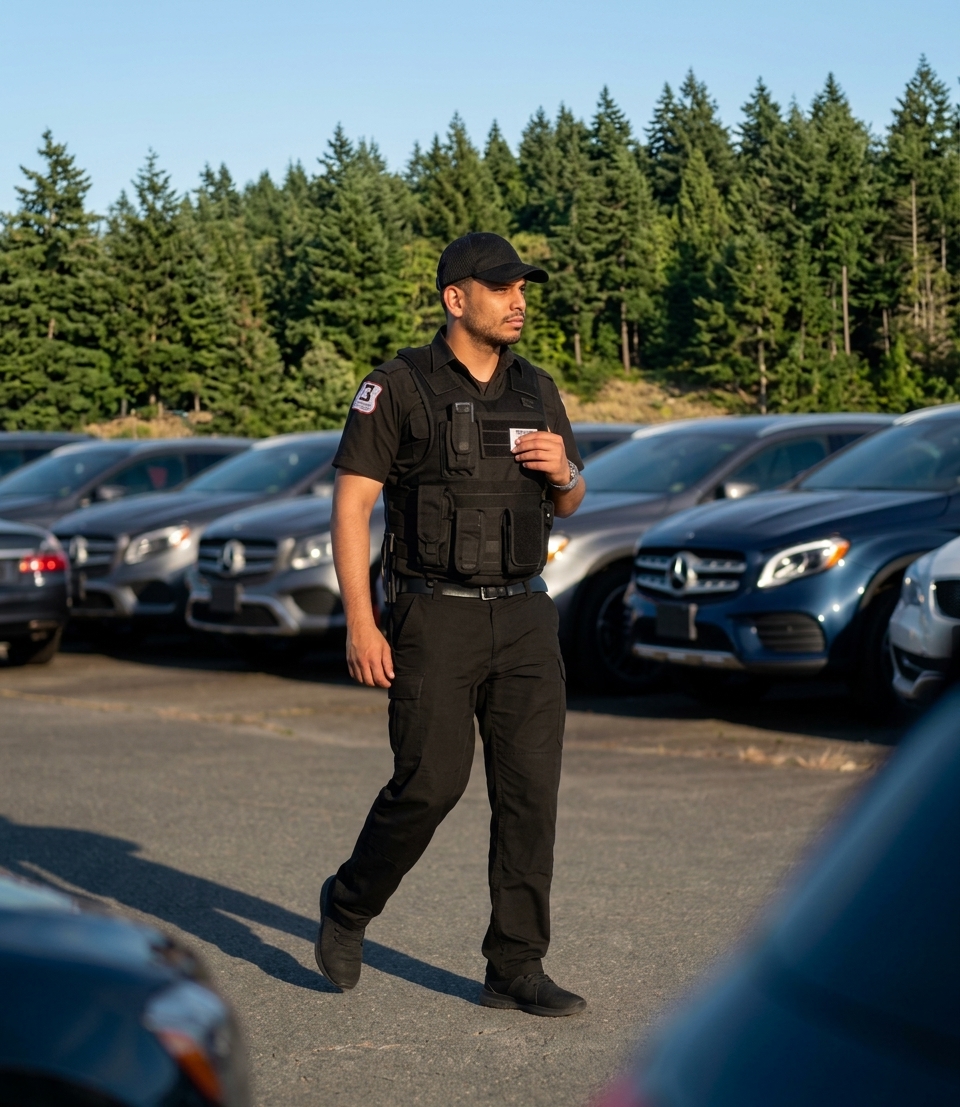 A Blackstone employee monitoring the parking lot