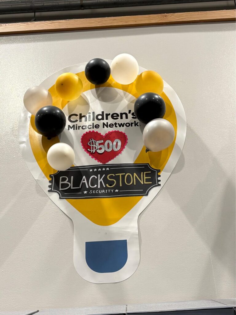 Blackstone Security's $500 donation to Children's Miracle Network